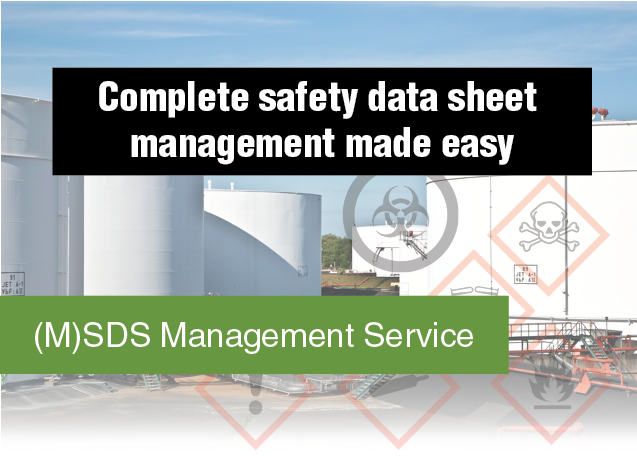MSDS Management Service collage: Complete safety data sheet management made easy.